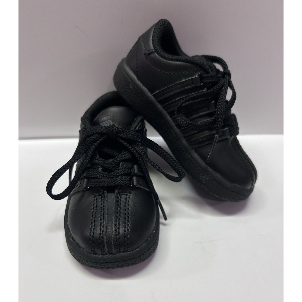 K-Swiss Classic VN Low Infant Kids Sneakers Black Leather 23343-003-M Size 5